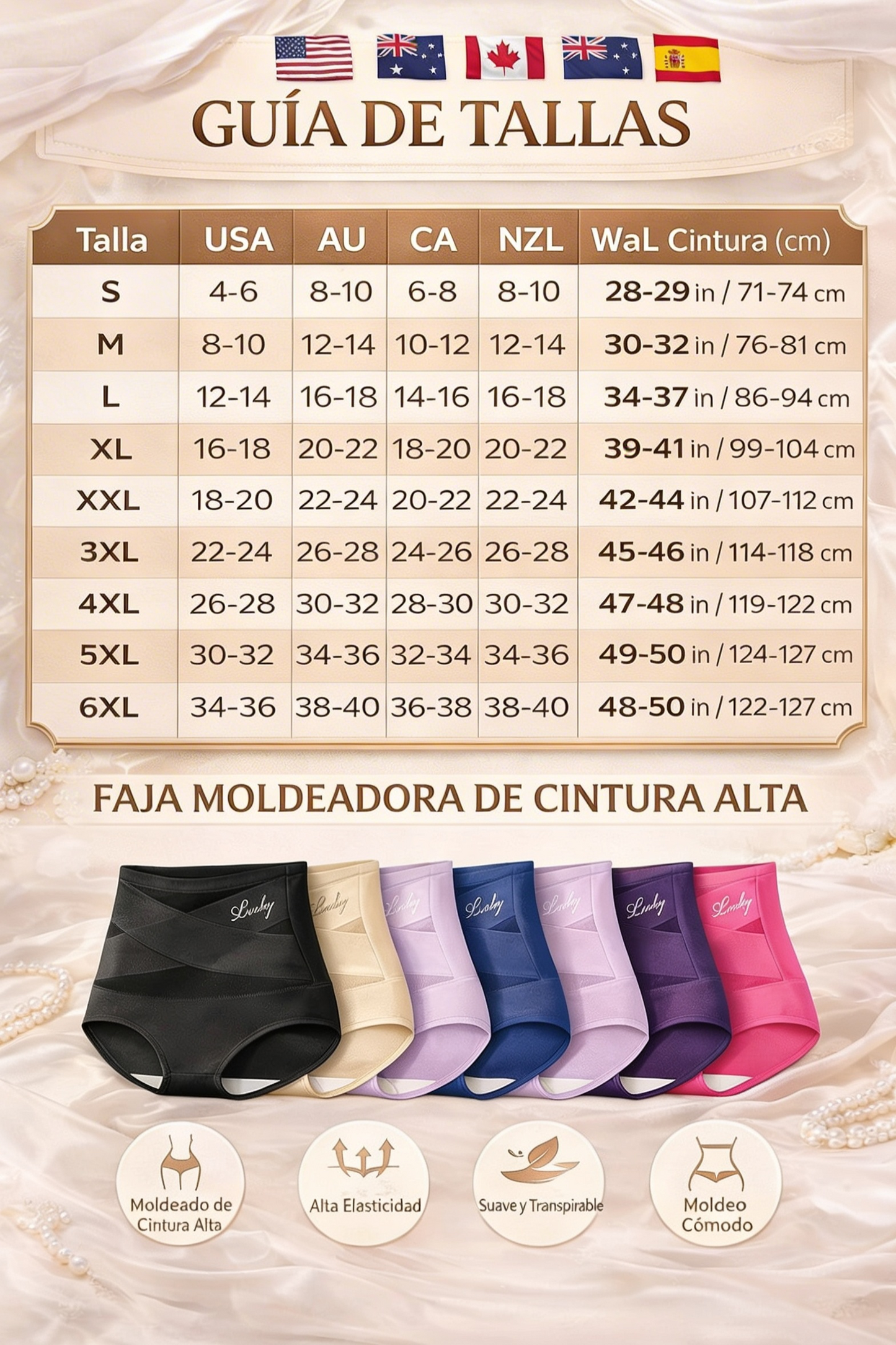 Bragas Moldeadoras Sin Costuras de Cintura Alta con Control Abdominal