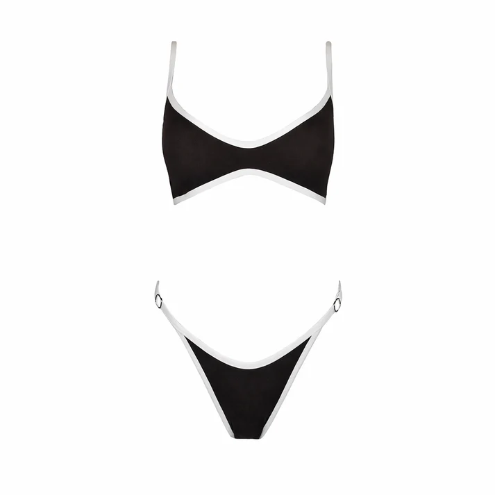 Bikini deportivo de contraste White/Moka