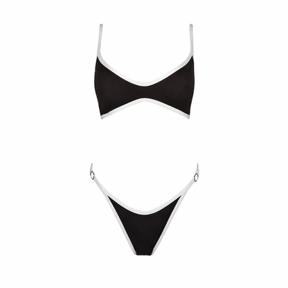 Bikini deportivo de contraste White/Moka