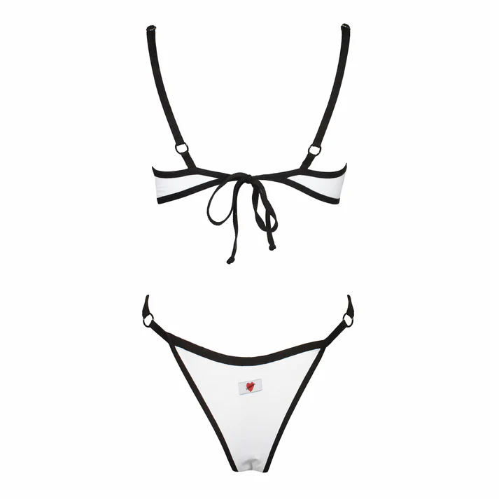 Bikini deportivo de contraste White/Moka