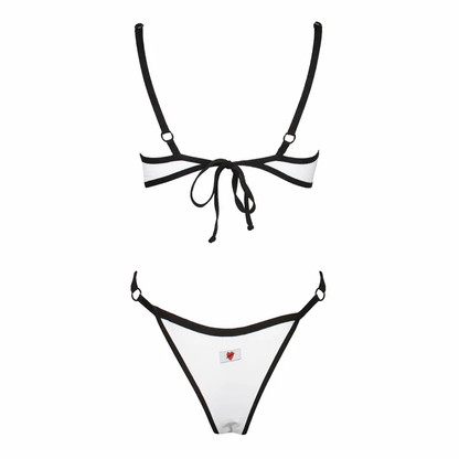 Bikini deportivo de contraste White/Moka