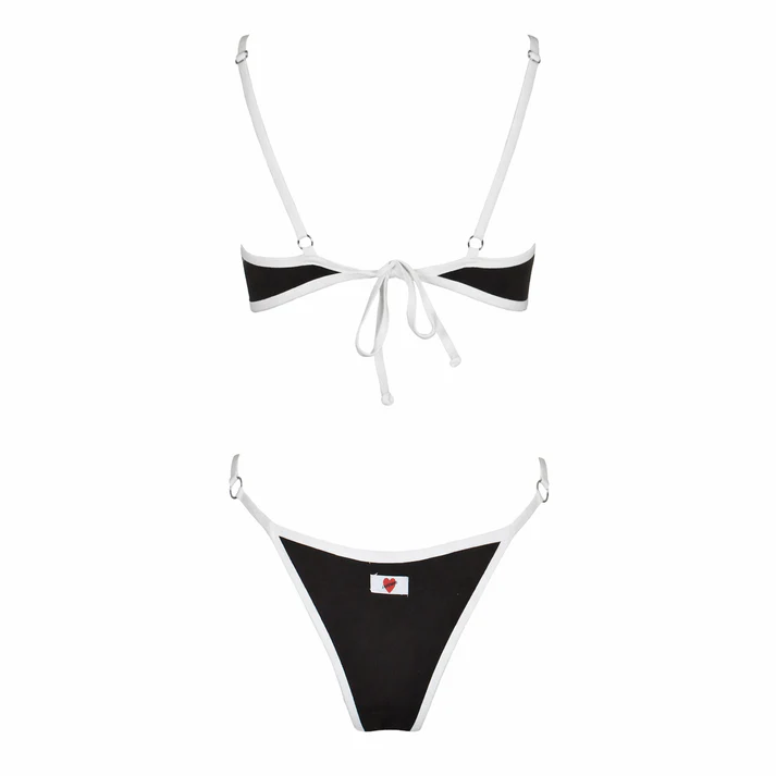 Bikini deportivo de contraste White/Moka