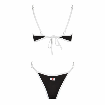 Bikini deportivo de contraste White/Moka