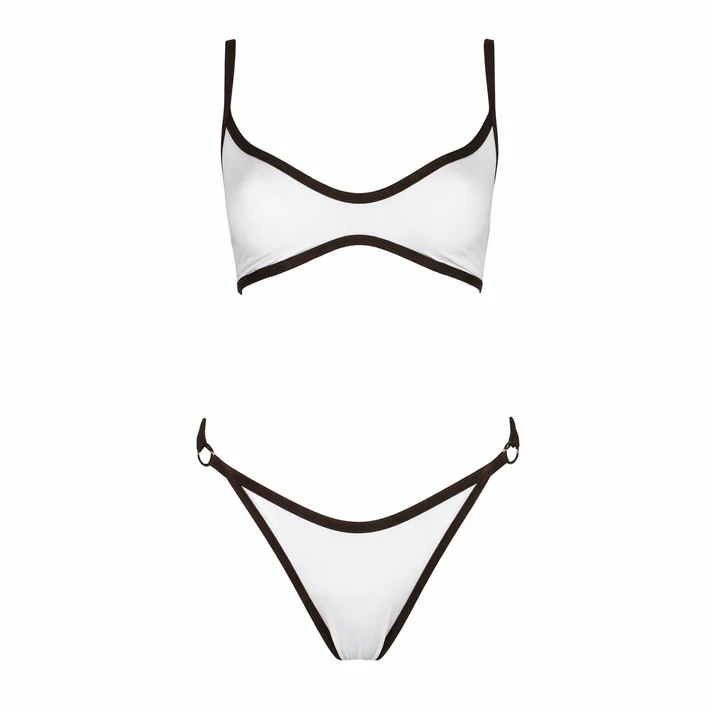 Bikini deportivo de contraste White/Moka