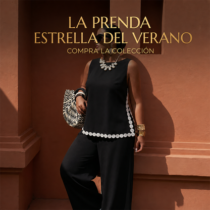 Conjunto elegante sin mangas con pantalón ancho