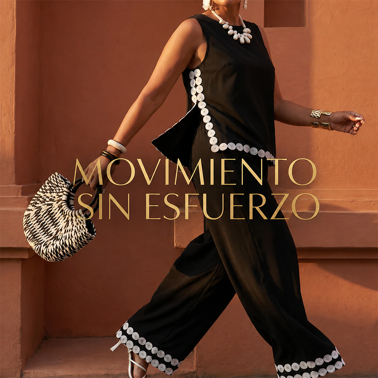 Conjunto elegante sin mangas con pantalón ancho