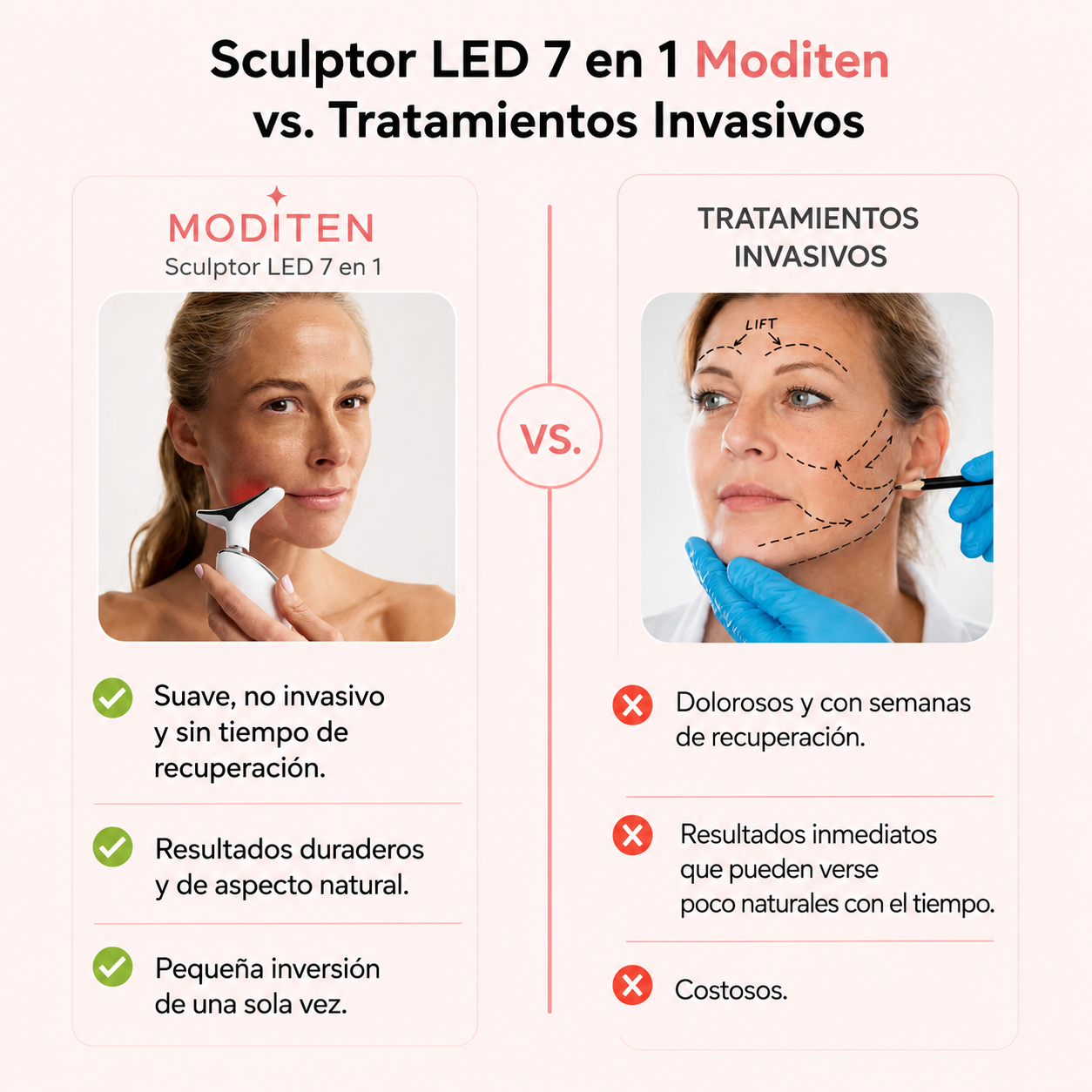 Masajeador Facial LED 7 en 1 Moditen