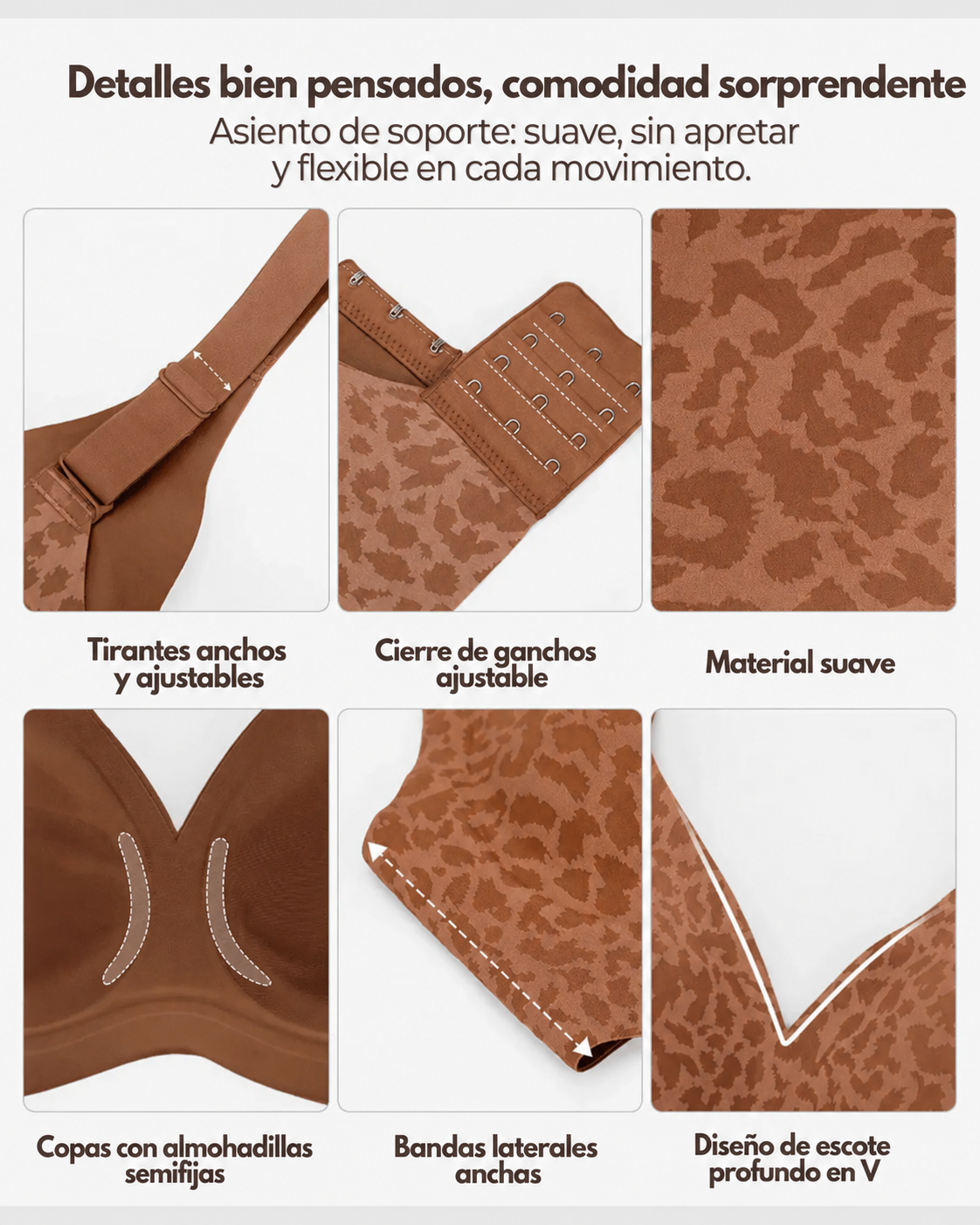 Sujetador Push-Up Leopardo 3x1