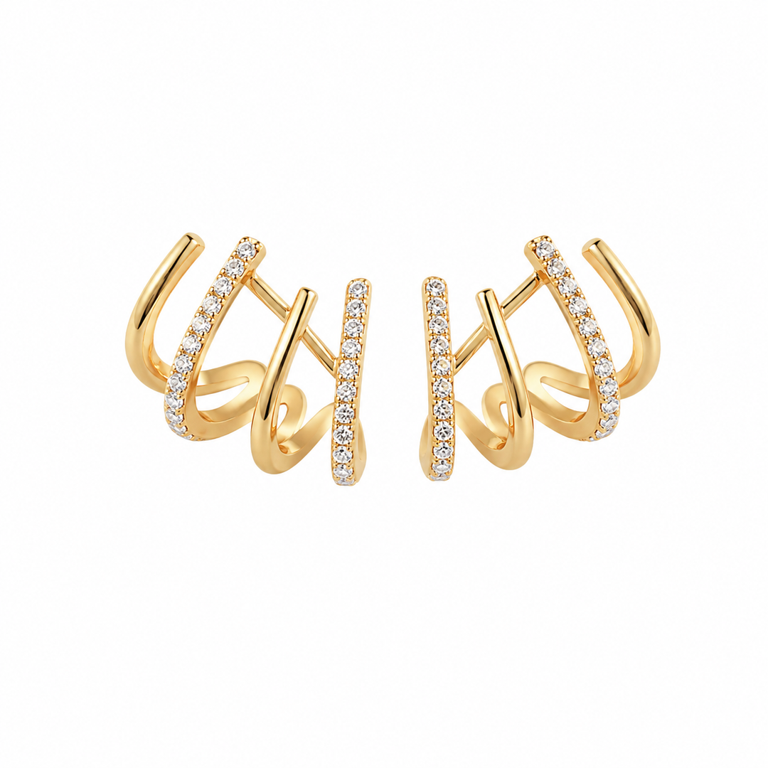 Pendientes Trepadores Dorados con Circonitas – Elegancia Brillante