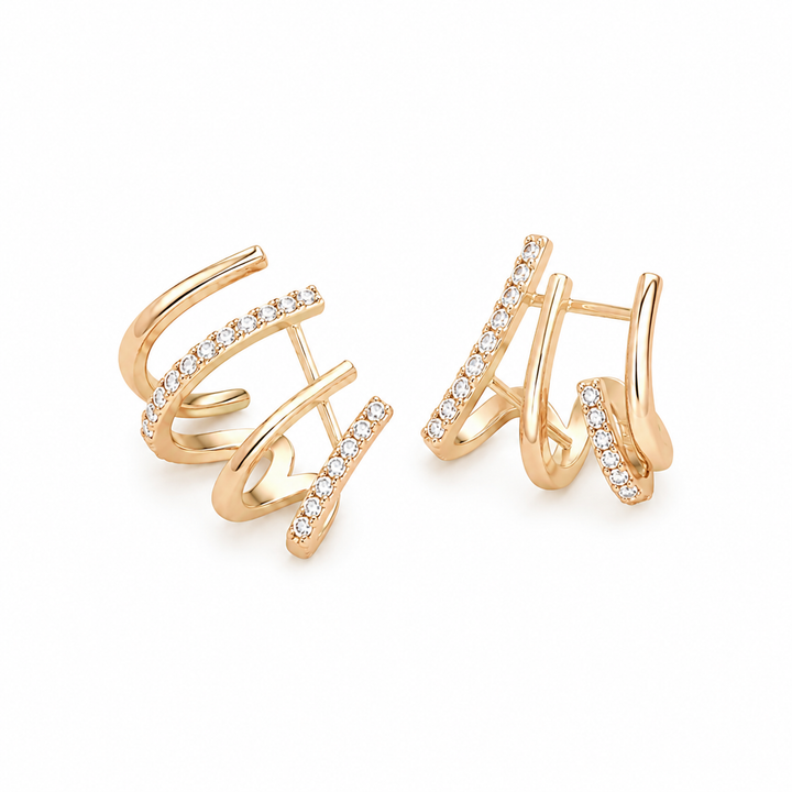 Pendientes Trepadores Dorados con Circonitas – Elegancia Brillante