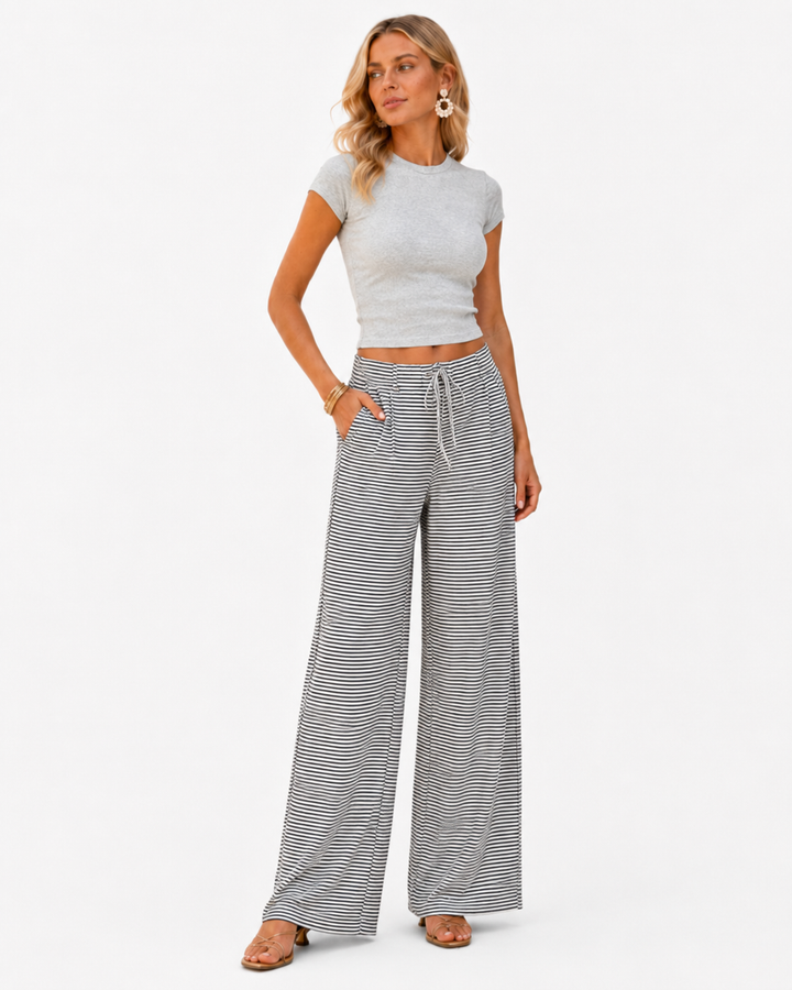 Pantalón ancho a rayas para mujer