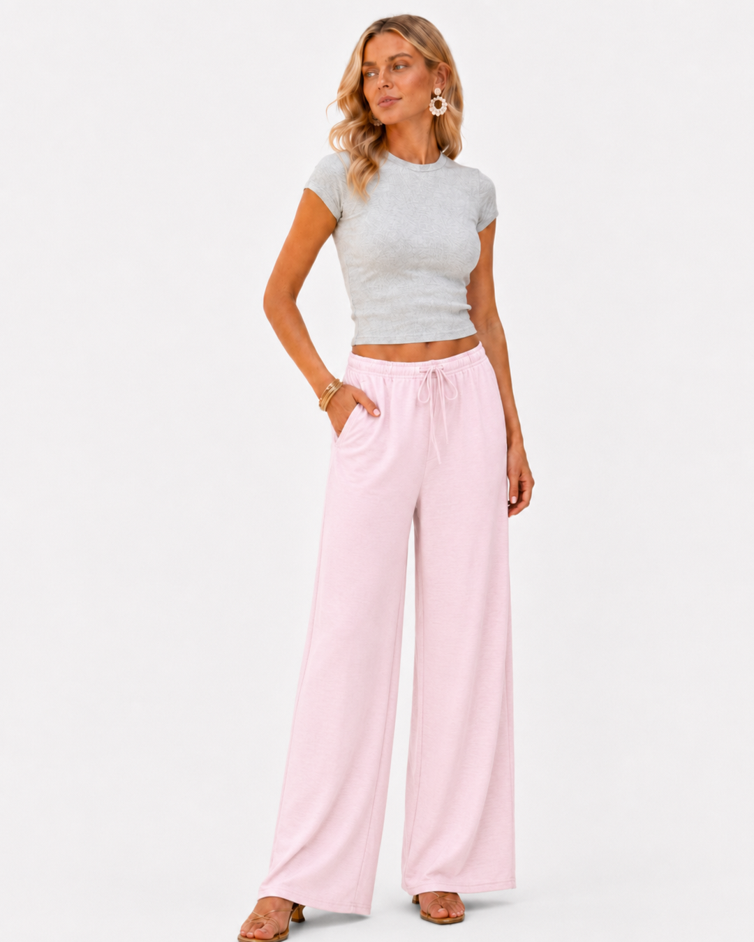 Pantalón ancho a rayas para mujer
