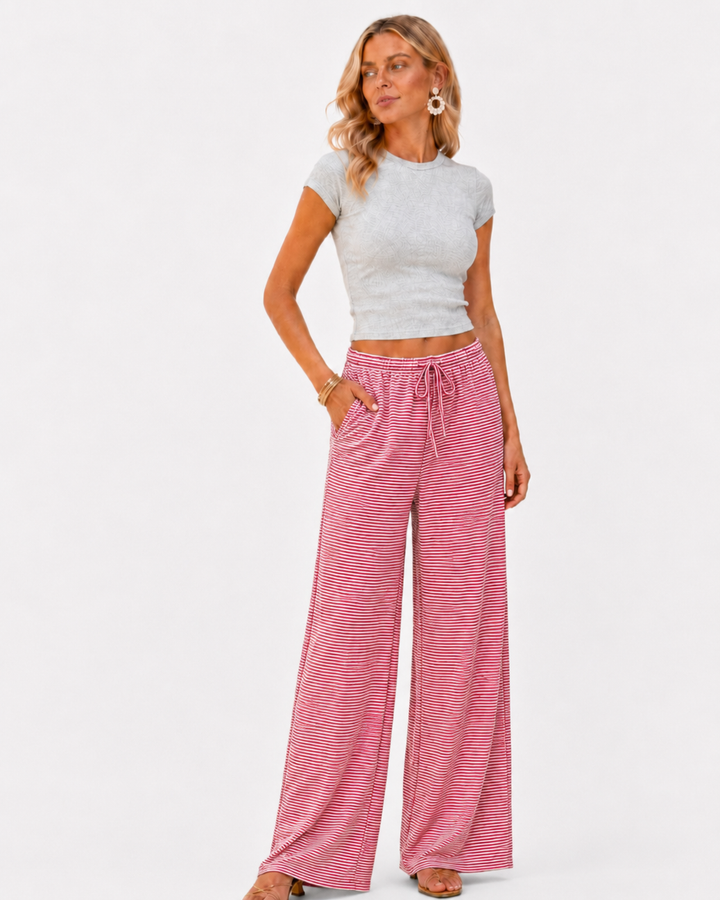 Pantalón ancho a rayas para mujer