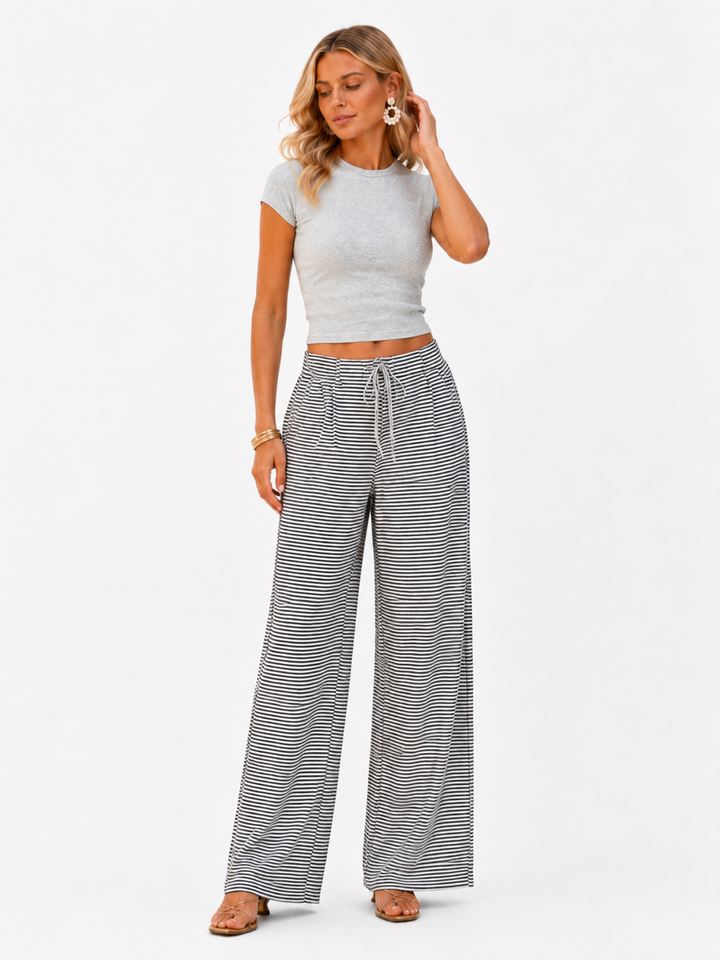 Pantalón ancho a rayas para mujer