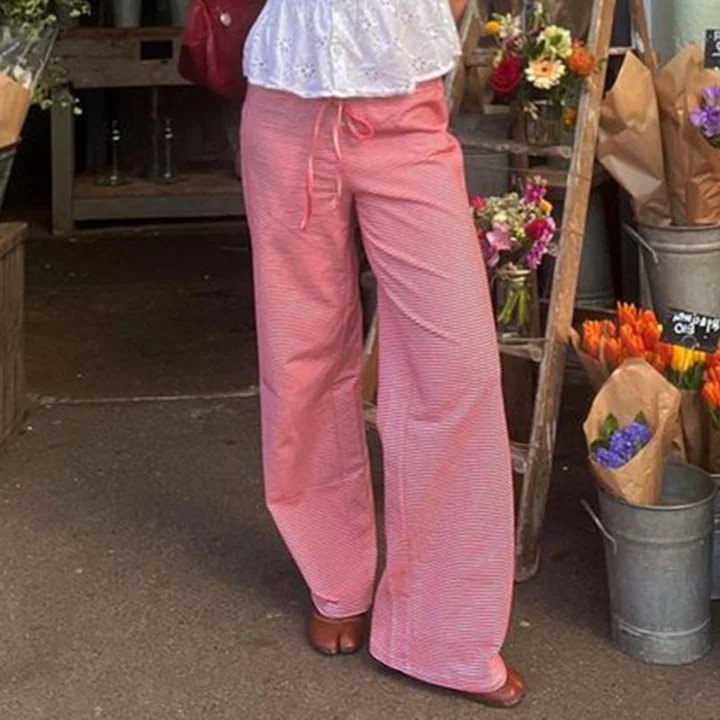 Pantalón ancho a rayas para mujer
