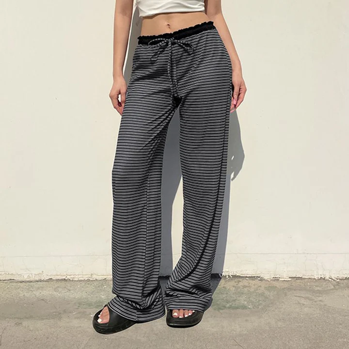 Pantalón ancho a rayas para mujer
