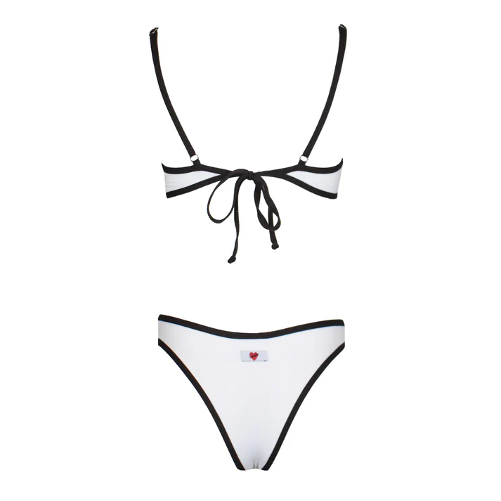 Bikini deportivo de contraste White/Moka