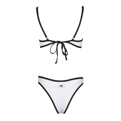 Bikini deportivo de contraste White/Moka
