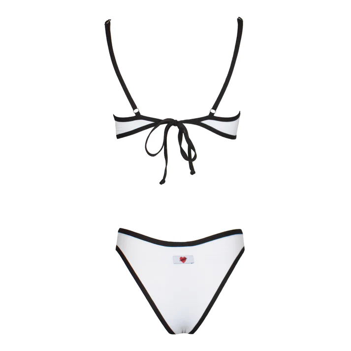 Bikini deportivo de contraste White/Moka