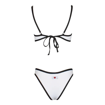Bikini deportivo de contraste White/Moka