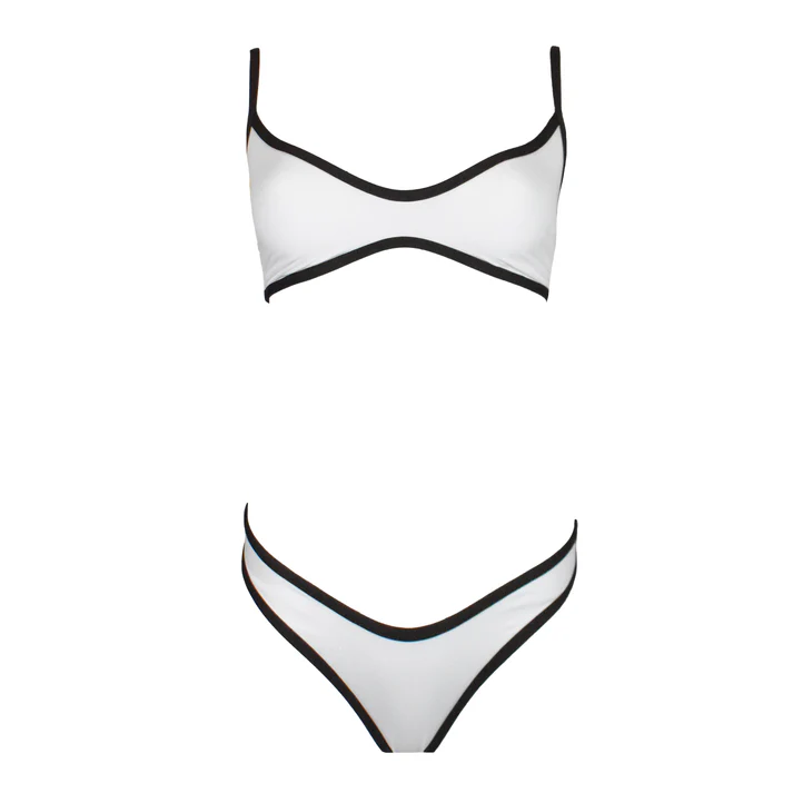 Bikini deportivo de contraste White/Moka