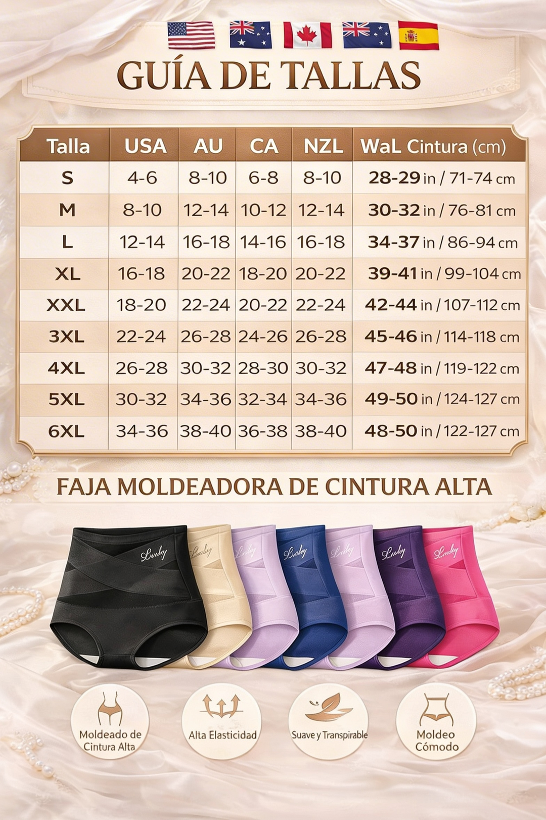 Bragas Moldeadoras Sin Costuras de Cintura Alta con Control Abdominal