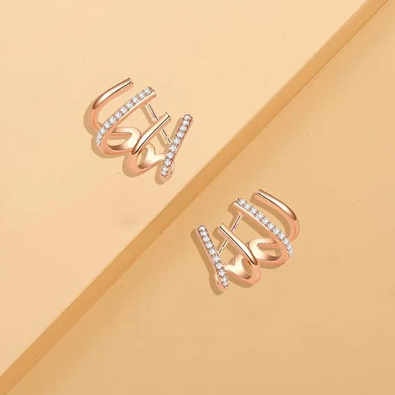 Pendientes Trepadores Dorados con Circonitas – Elegancia Brillante