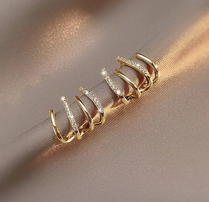 Pendientes Trepadores Dorados con Circonitas – Elegancia Brillante