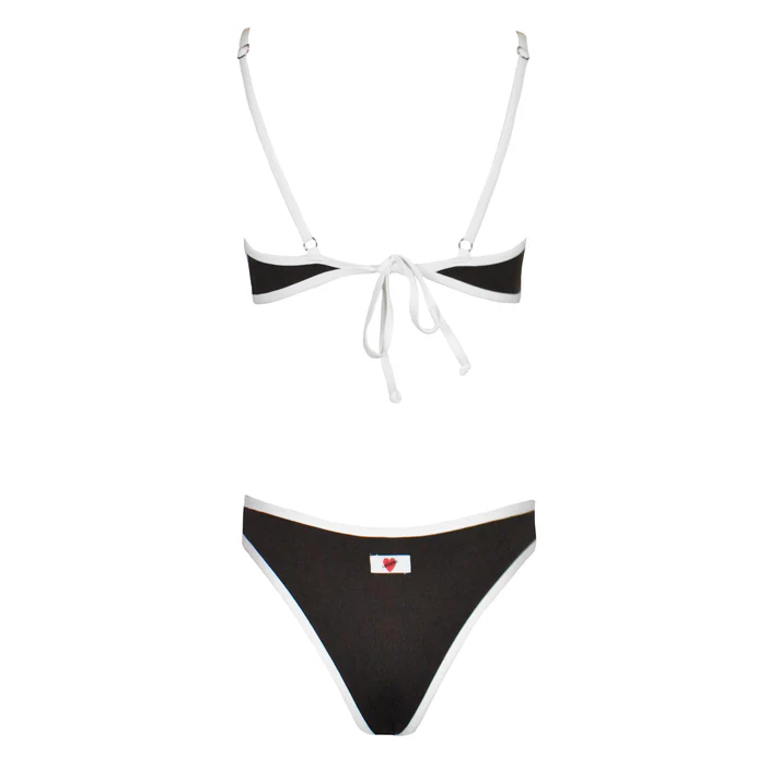 Bikini deportivo de contraste White/Moka