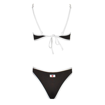 Bikini deportivo de contraste White/Moka