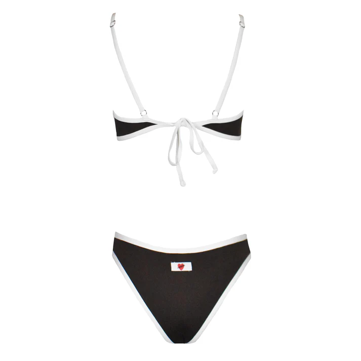 Bikini deportivo de contraste White/Moka