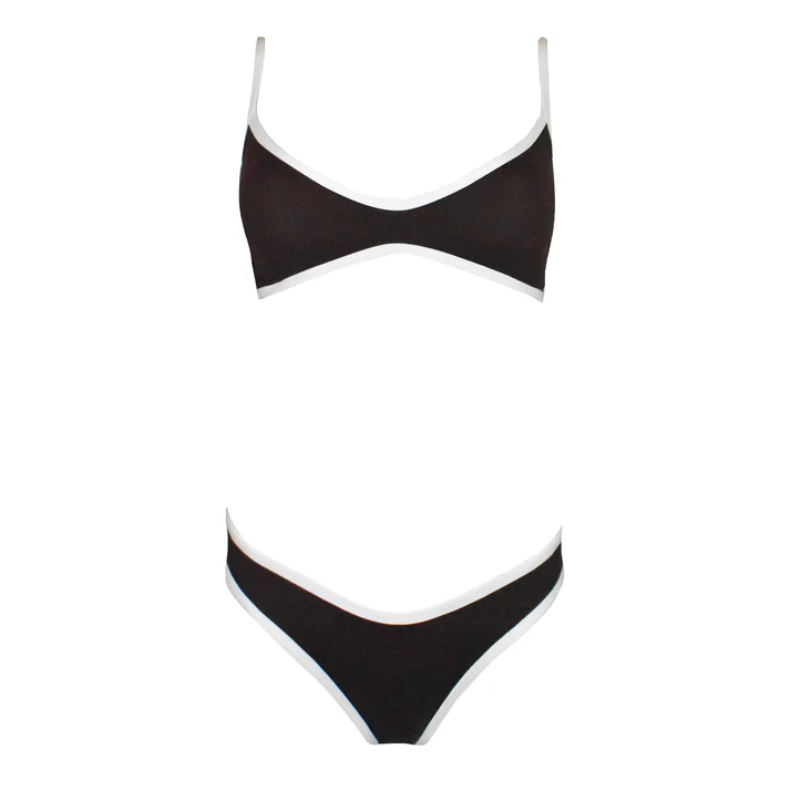 Bikini deportivo de contraste White/Moka