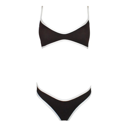 Bikini deportivo de contraste White/Moka